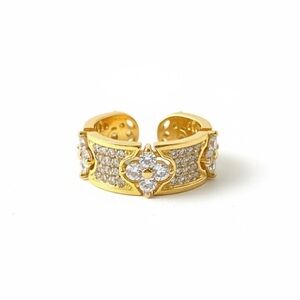 GOLD FLORETTE CZ ADJUSTABLE RING